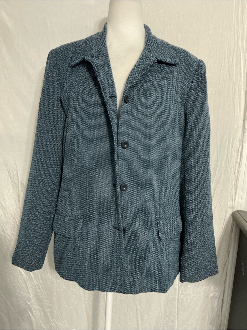 Sag Harbor Men's Textured Slate Blue Button-Front Blazer